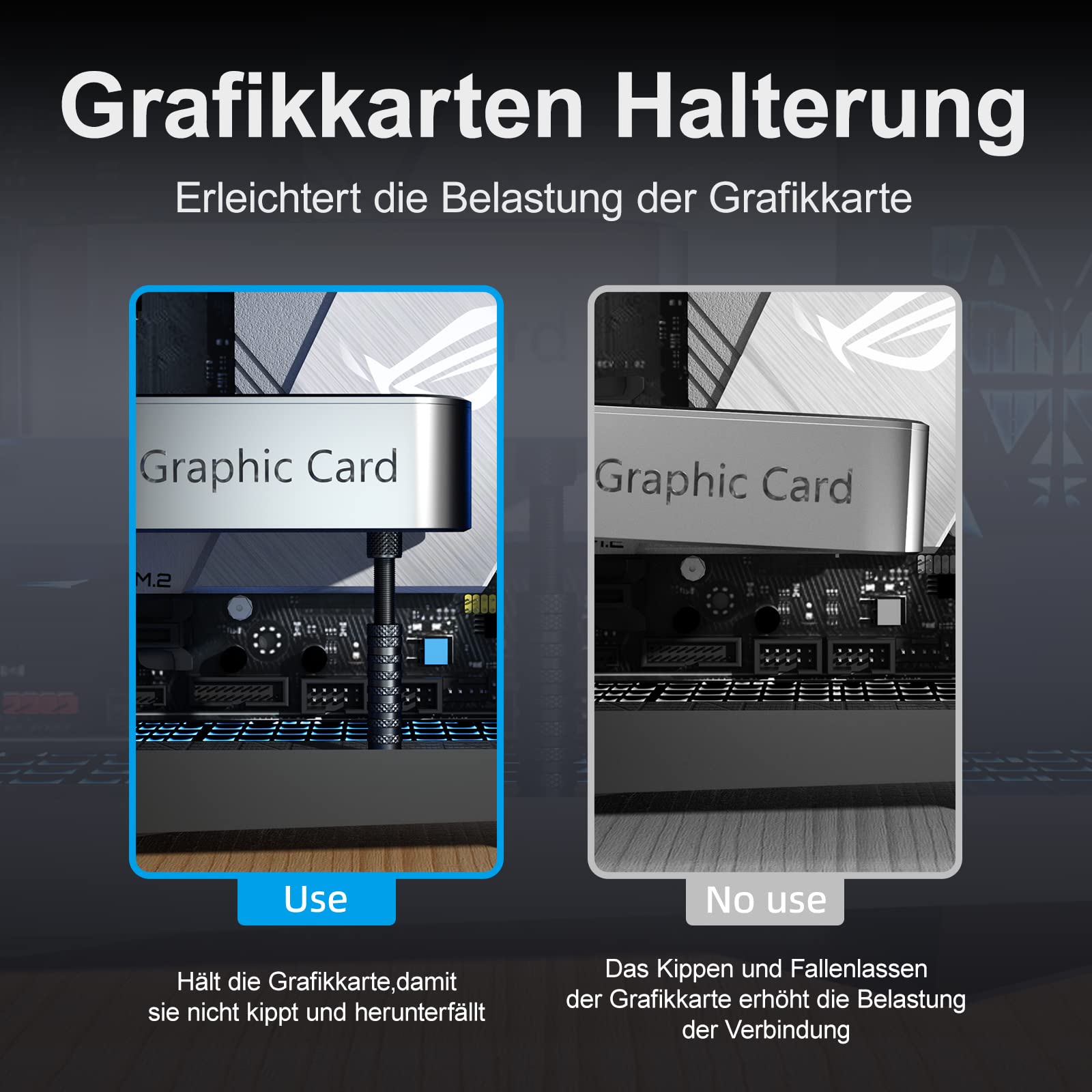 HemFokus Grafikkarten GPU Halterung, Höhenverstellbare GPU Stütze mit Magnet und Anti Rutsch Pads, GPU Halter zur Verhinderung des Durchhängens für Universelle VGA Grafikkarte 6