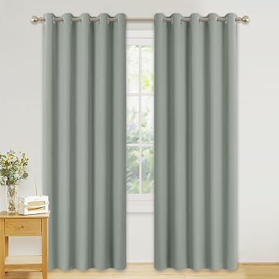 PONY DANCE Sage Green Blackout Curtains 2 Panels 66 x 90 Inches Eyelet