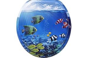 Nastarki Round Toilet Seat, Slow Close Wood Toilet Seats, Wooden Toilet Seats with Strong Alloy Hinges, Adjustable Toilet Seat, Easy to Install and Clean