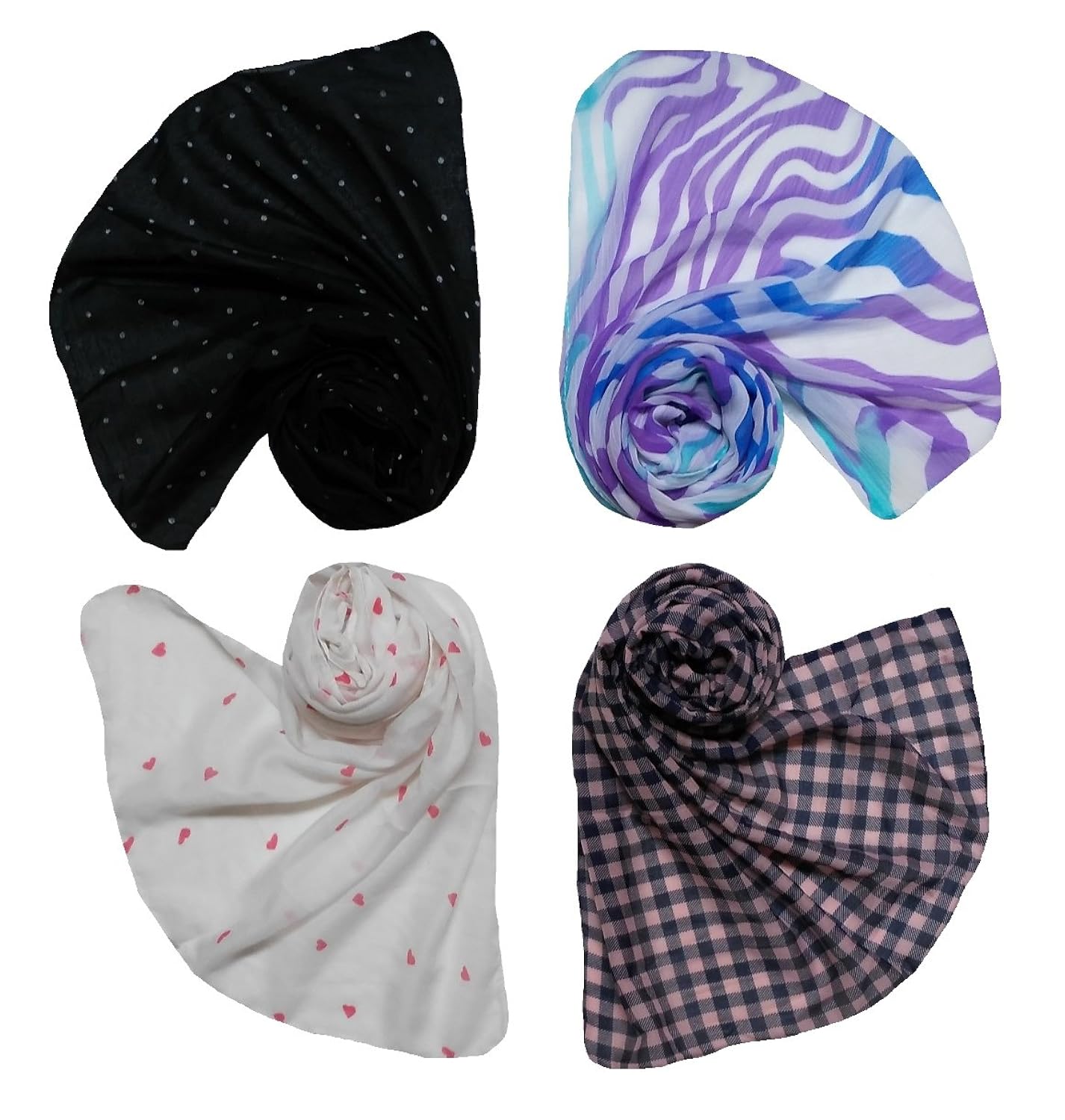 letz dezine &trade; printed poly cotton set of four mullticoloured stoles ; scarf and stole for women