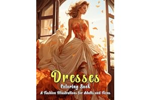 Dresses Coloring Book: A Fashion Illustrations for Adults and Teens: Fancy Dresses for Girls and Women, Wedding Dresses, Vint