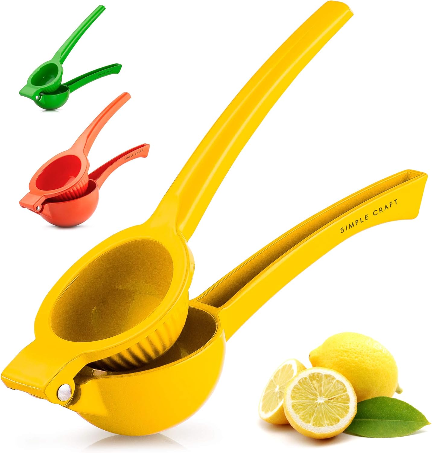 Simple Craft Lemon Squeezer - Premium Single Bowl Citrus Juicer - Handheld Manual Lemon Juicer Saves Time & Effort (Yellow)