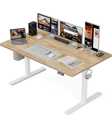 Marsail Standing Desk Adjustable Height, Electric Standing Desk With Starage Bag, Stand Up Desk For Home Office Computer Desk Memory Preset With Headphone Hook, Black,100 X 60 Cm