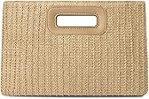 Nexellent Beach Clutch Bag Straw Summer Clutch Purses for Women Handmade Woven Purse Detachable Gold Chain, Crossbody