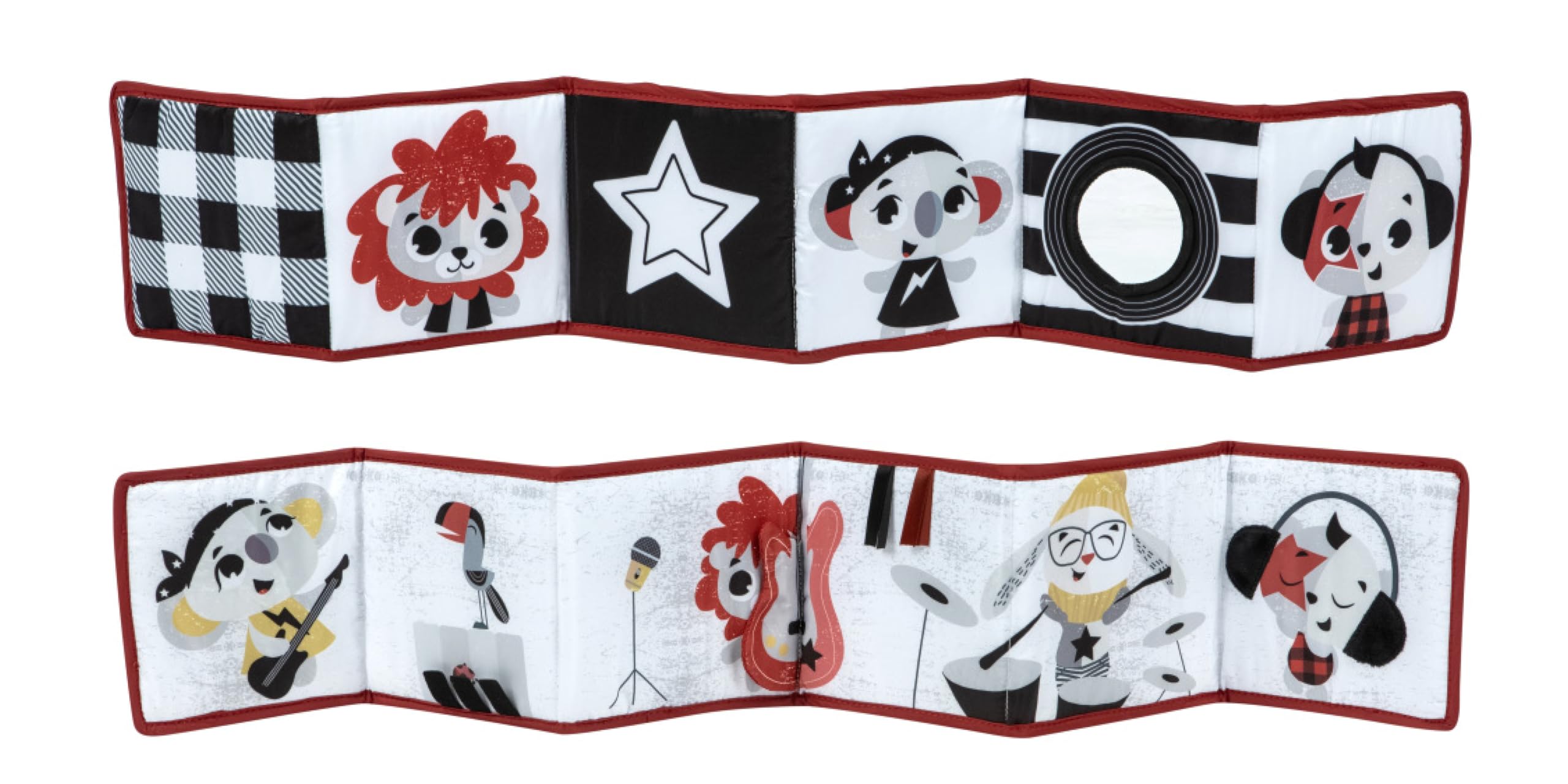 Tiny Love Double-Sided First Book, Baby Sensory Book, 0+ Months, Baby Books, Black and White, 6 Fun Activities, Stimulates Senses, Skills and View, Tummy Down Play, Tiny Rockers