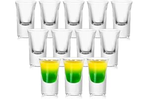 12-Piece Shot Glasses Set, Thick Base Heavy Bottom Shot Glasses Set, 1oz/30ml Clear Glass Barware for Bar Drinkware, Cocktail