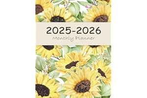2025-2026 Monthly Planner: Sunflower Floral 2 Year Calendar Agenda Large Print Organizer with Quotes Notes Pages Aesthetic Flowers 24 Months (Jan 2025-Dec 2026)