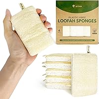 Natural Loofah Sponges for Dishes - Compostable Cellulose Kitchen Sponges Pack of 6 - Plastic Free Loofah Dish Sponges Kitche