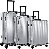 Sherr 3 Pieces Clear Luggage Covers for Suitcase PVC Suitcase Cover Waterproof Protector Clear Transparent Protective Cover for Travel Fits Most 20" to 28" Luggage