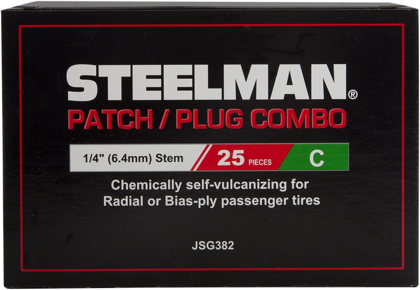Steelman 1/8-Inch Tire Repair Patch/Plug Combo for 1-Piece Repair of Tubeless Tires, Chemical or Heat Cure, Integrated Lead Wire, Box of 25: Automotive