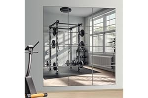 VSAR House Home Gym Mirrors for Gym, 12Pcs 30CM×30CM Wall Mirror Tiles, 12"×12" Glass Wall Mounted Mirrors for Wall Decor, Be