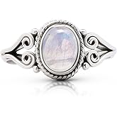 Koral Jewelry Moonstone Small Ethnic Ring 925 Sterling Silver Tribal Gipsy Boho US Size 6 7 8