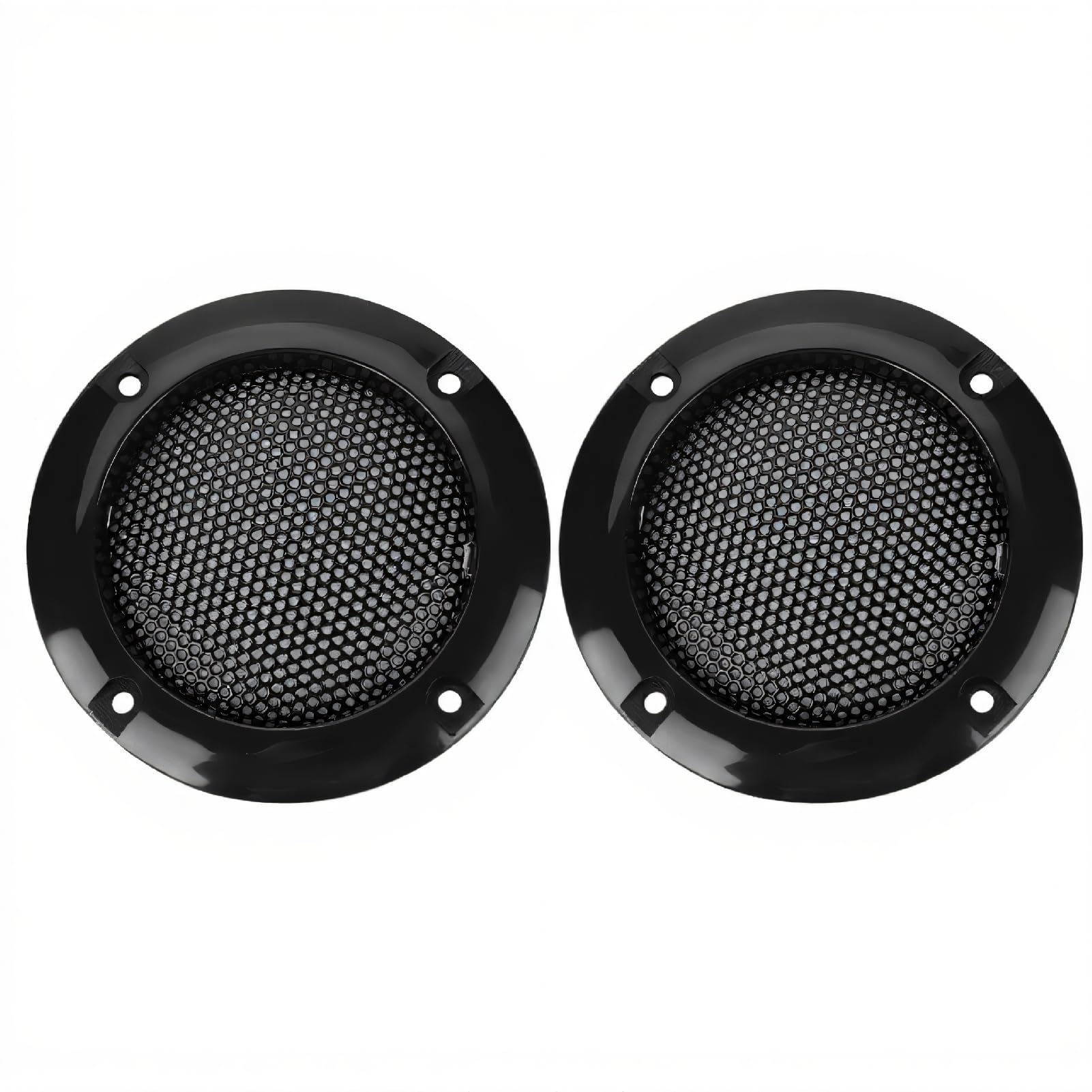 ASHATA 2 Inch Speaker Decorative Steel Mesh Circle, Shatter Resistant Car Speaker Protective Mesh Cover (Black, Silver, Gold)