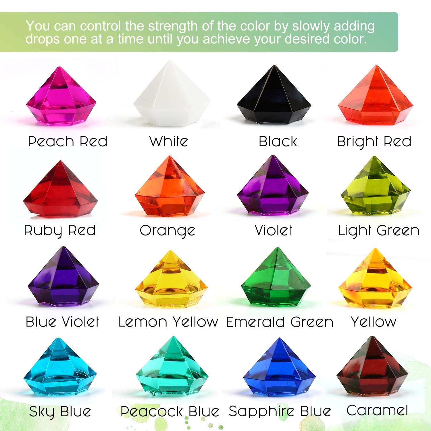 LET'S RESIN Epoxy Resin Paint Pigment 16 Color Concentrated Liquid Epoxy Resin Dye, Colorant for Resin Coloring, Resin Jewelry, Resin Art Crafts DIY Making (Each 0.35oz)