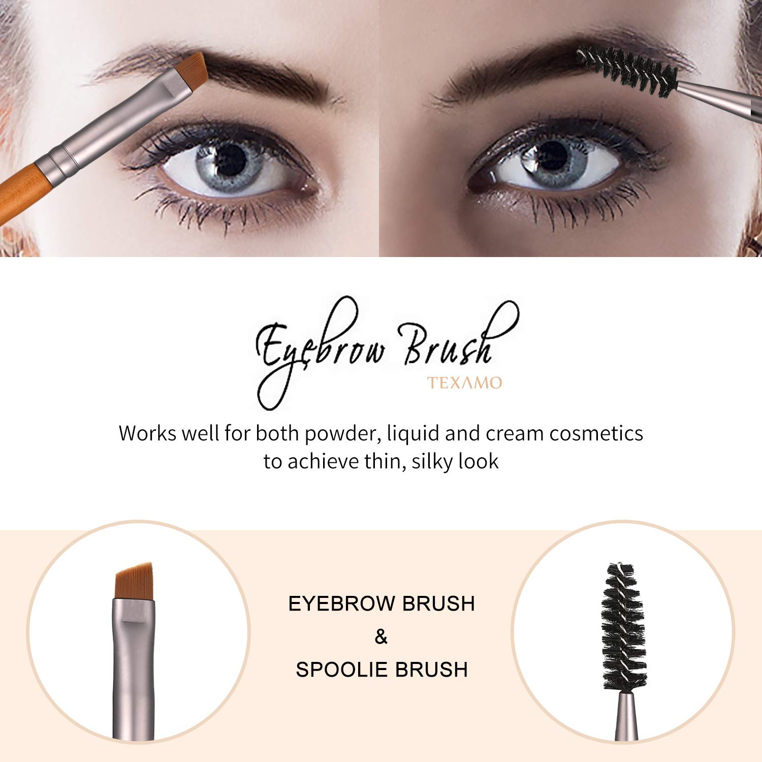 Eyeshadow Brushes Set for Angled Eyebrow Spoolie Eye Shadow Shader Crease Precision Pencil Smudge Blending Brush, Travel 5Pcs Eye Makeup Brush Kit, Wooden: Beauty