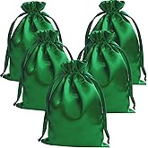Gbateri 35 PCS 5 x 7 Inches Green Satin Gift Bags with Drawstring Wedding Favour Bags, Party Favor Bags Silk Jewelry Pouches, Fabric Drawstring Pouch for Baby Shower Bridal Shower Birthday Christmas