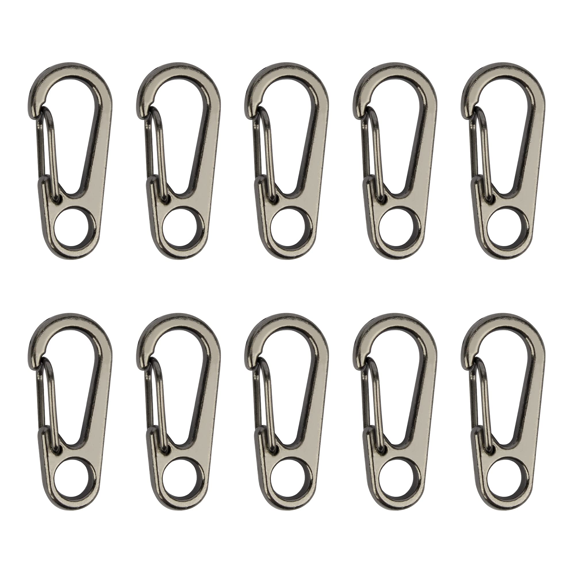 Temlum 3.3 cm Tiny SF Aluminum Carabiner Clip Mini Carabiners Set Spring Snap Keyring Hook for Camping Traveling Hiking Keychains Outdoor White(10pcs)