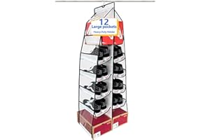 ZEBRICOLO Hanging Shoe Rack for Closet，Extra Large 12 Pocket,Closet Shoe Organizer Hanging，Gets Shoes Organized Well，Closet Hanging Shoe Organizer，Space Saver，Hanging Closet Shoe Organizer,White/Black