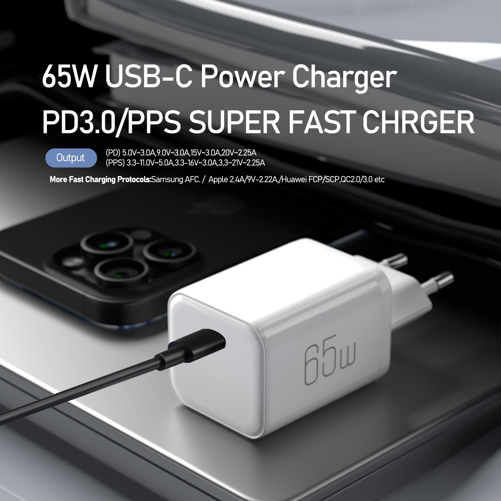 2 Stück 65W USB C Ladegerät GaN Schnellladegerät USBC Netzteil PPS Ladestecker USB-C Adapter für iPad Pro/Galaxy S22/S20/iPhone 17 16 15 14 13 12 7
