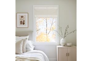 NICETOWN Linen No-Drill Magnetic Roman Shade for Small Window - Linen Light Filtering Door Curtain Blinds Privacy Protection 