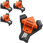 PONY 4-Pack Corner Clamps, 90 Degree Right Angle Clamps for Woodworking | Light-Duty One-Handed Wood Clamps, Adjustable Spring-Loaded Woodworking Clamp, Ideal for Small Woodworking &amp; DIY Projects