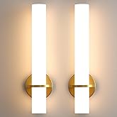 AIJIASI Gold Wall Sconces Set of Two - 18 inch Dimmable Modern Sconces Wall Lighting 18W 3000K LED Wall Lights Acrylic Lampsh