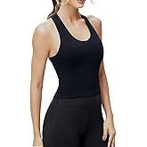 AugIris Ribbed Tank Tops for Women Sleeveless Crop Scoop Neck Racerback Summer Shirts Slim Casual Black