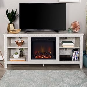 Home Accent Furnishings Lucas 58 Inch Fireplace Television Stand in White Wash
