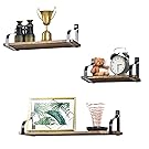 Love-KANKEI Floating Shelves Wall Mounted Set of 3 by, Rustic Wood Wall Storage Shelves for Bedroom, Living Room, Bathroom, Kitchen, Office and More