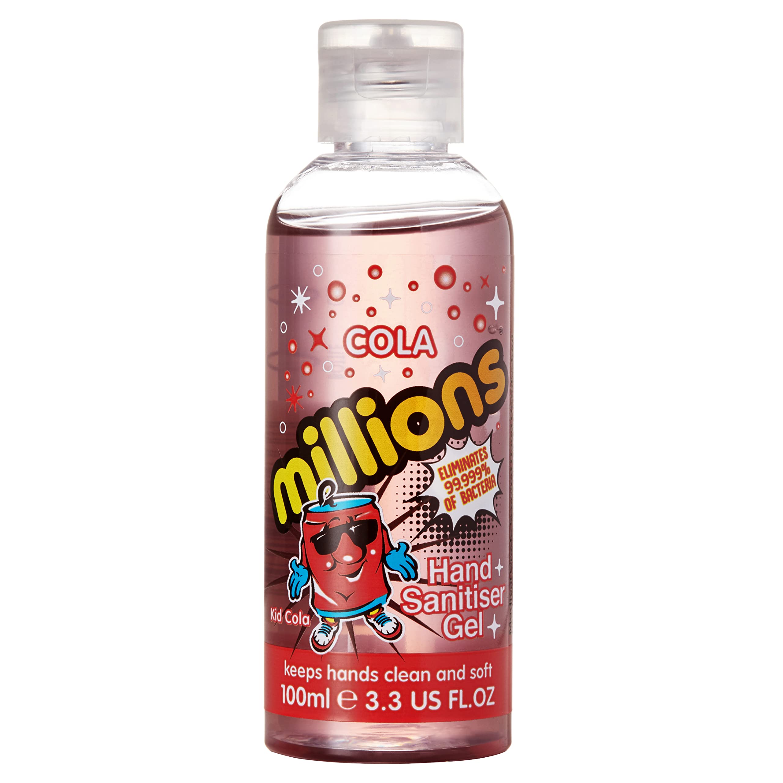 Millions Hand Sanitiser Gel | Eliminates 99.999% of Bacteria | 70% Alcohol | Scented & Fruity Fragrance (Cola, 500ml x1)