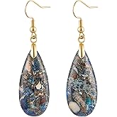 HAISWET Stone Drop Earrings for Women Earrings Teardrop Jasper Stone Dangle Earrings