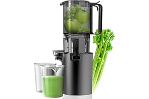 CANOLY Cold Press Juicer, 4.8" Extra Large Feed Chute Fit Whole Fruits & Vegetables, 350W Professional Slow Masticating Juicer Machines, Easy to Clean（Pro）