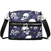 MEOKIM Women's Skull Shoulder Bag, Gothic Skull Wallet Y2k Backpack Street Hippie Backpack
