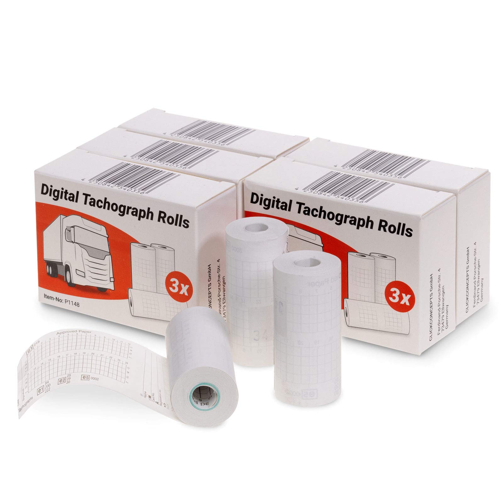 Tachograph Rolls [8 m], Thermal Paper 57/28/7, Speedometer Rolls Lorry – Pack of 15
