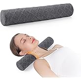 Cozyhealth 3.1" H Small Cervical Roll Pillow, Medium Soft Memory Foam Neck Round Pillow Cylinder Bolster Pillow for Sleeping, Round Neck Support for Bed, Legs, Back and Yoga (Grey, Small - 3.1" H)