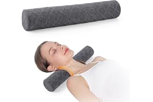 Cozyhealth 3.1" H Small Cervical Roll Pillow, Medium Soft Memory Foam Neck Round Pillow Cylinder Bolster Pillow for Sleeping, Round Neck Support for Bed, Legs, Back and Yoga (Grey, Small - 3.1" H)