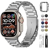 Fullmosa Metal Band Compatible with Apple Watch Bands Ultra3 2 1 49mm, Stainless Steel Strap iWatch Band with Case for Apple Watch, Silver