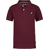 Nautica Boys' Short Sleeve Anchor Polo, Button Closure, Soft & Comfortable, Pique Fabric