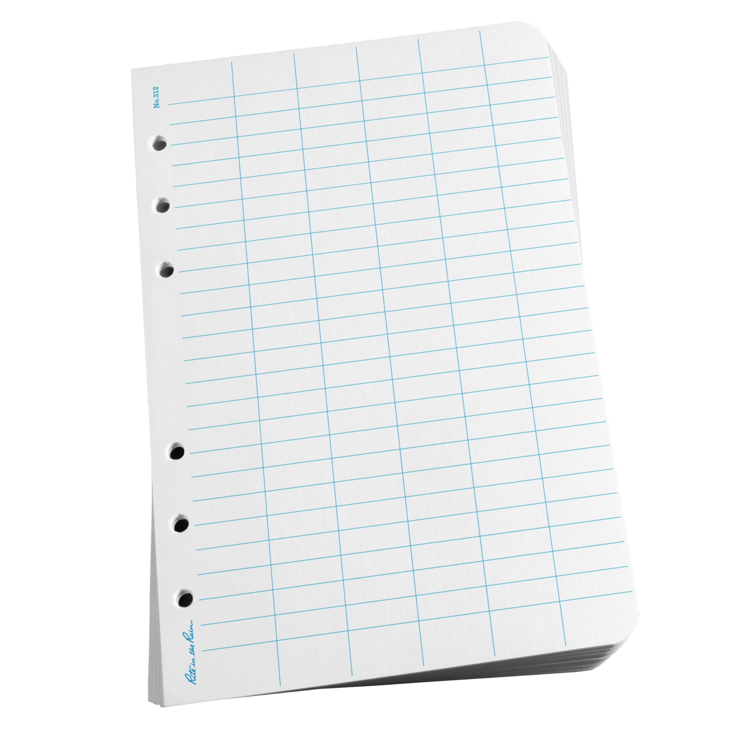 Rite in the Rain Weatherproof Loose Leaf Paper, 4.625" x 7", 32# White, Level Pattern, 100 Sheet Pack (No. 312)