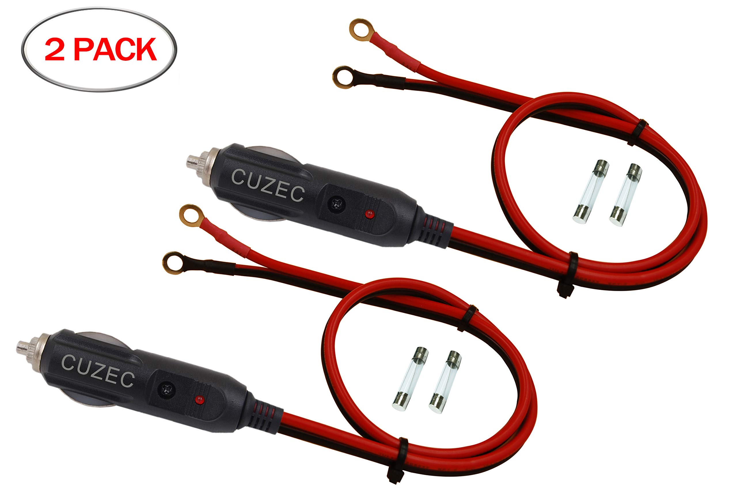 2 Pack Heavy Duty 15A Male Plug Cigarette Lighter Adapter Power Supply