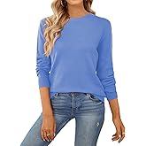 QUALFORT Women's Sweater 100% Cotton Long Sleeve Pullover Sweater Soft Lightweight Knit Tops 2026