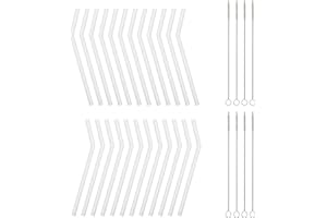 VESKAOTY Reusable Clear Silicone Straws for Toddlers & Kids - 24 pcs Flexible Short Drink 6.7" Straws for 6-12 oz Yeti/Rtic/Ozark Tumblers & 8 Cleaning Brushes - BPA free, no Rubber Tast