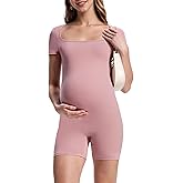 abkylie Maternity ShortSleeve Square Neck-Romper, Casual, Gym, Vocation Maternity-Bodysuit