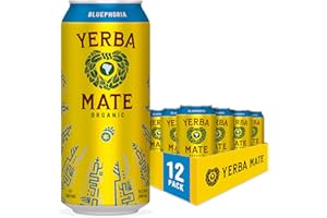 GUAYAKI Yerba Madre Organic Yerba Mate, Energy Drink Alternative, Bluephoria, 150mg Natural Plant Based Caffeine, Better for You Energy & Focus, No Jitters or Crash, 15.5 Oz (Pack of 12) (Packaging May Vary)