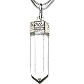 Zenergy Gems CHARGED Faceted Natural Amplifier Clear Quartz Crystal Perfect Pendant™ + 20" Silver Chain + Selenite Heart Charging Crystal Included