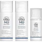 EltaMD Morning and Night Skin Care Kit, AM Restore and PM Restore Facial Moisturizers, Anti-Aging Renew Eye Gel