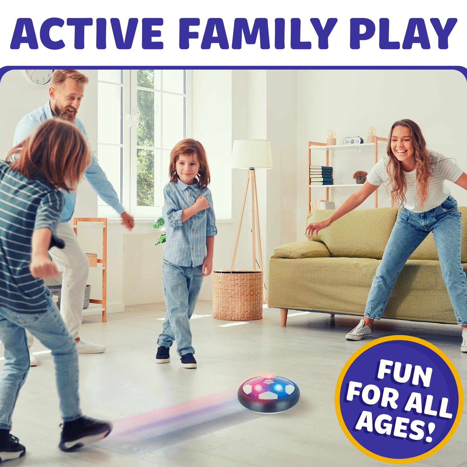 Hover Soccer Ball - Indoor Soccer Ball, Indoor Flying Toy Games (2 Floating Disk + 2 Goals) Boy Birthday Gifts, Indoor Silent Game | 4 in 1 Pack