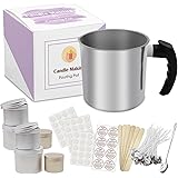Candle Making Kit, DIY Candle Making Supplies Including 42oz/1.2L Candle Making Pouring Pot, 6 Candle Tins, 6Pcs Candle Wicks