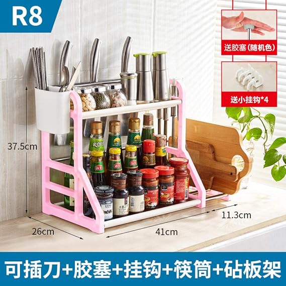 almacenamiento Inicio condimento de piso condimento rack-52CM rosa + 3