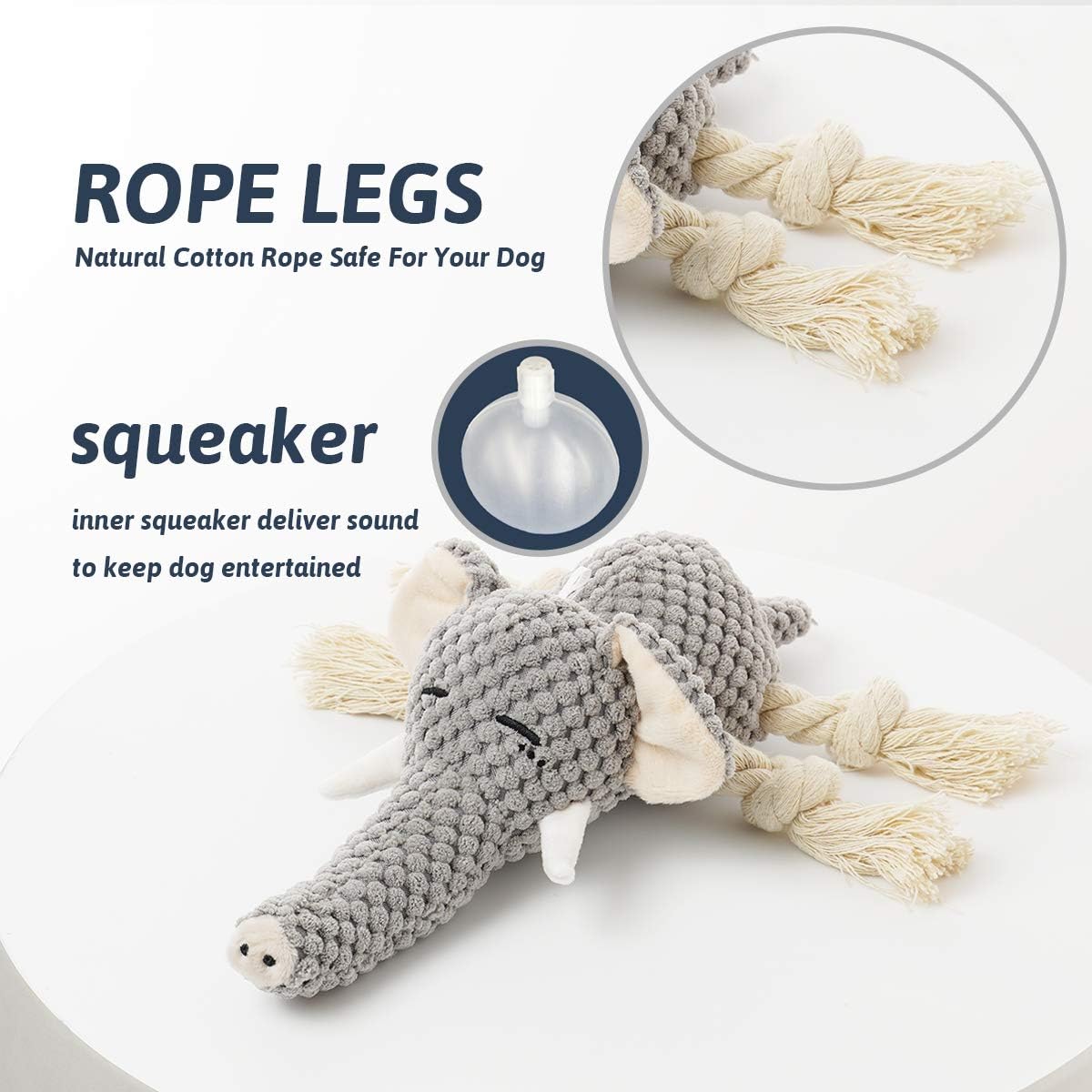 Kitchen & Dining : Plush Dog Toy, Squeaky Interactive Puppy Dog Toys with Crinkle Paper, Durable Chew Toys for Small and Medium Dogs with Elephant Shape : 